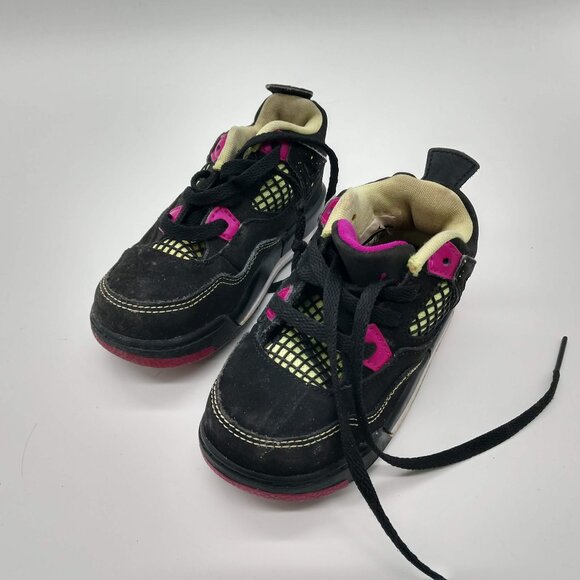 Jordan 4 Retro GT Baby Toddlers Shoes Black-Fuchsia-Liquid Lime Size 7C - Picture 1 of 5